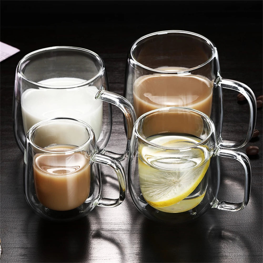 Double Wall Glass Coffee Cup – Insulated Espresso Mug with Handle”