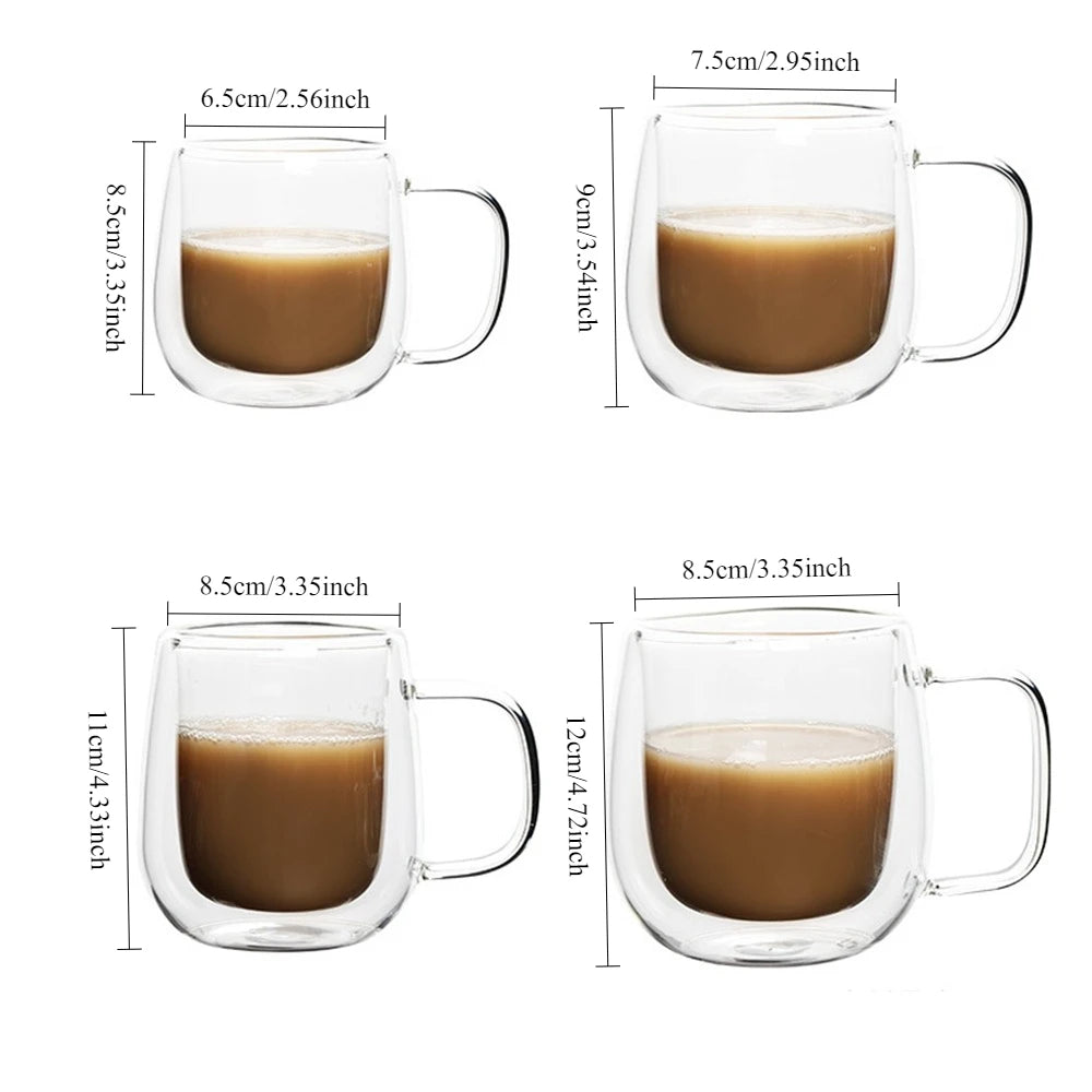 Double Wall Glass Coffee Cup – Insulated Espresso Mug with Handle”