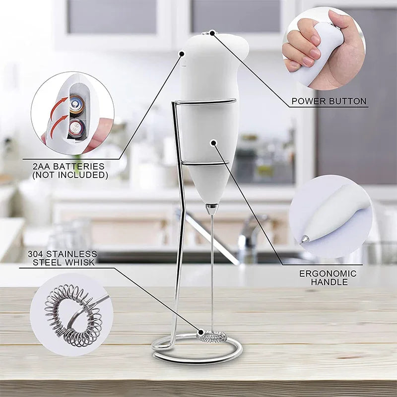 Portable Milk Frother – Stainless Steel Handheld Coffee Mixer