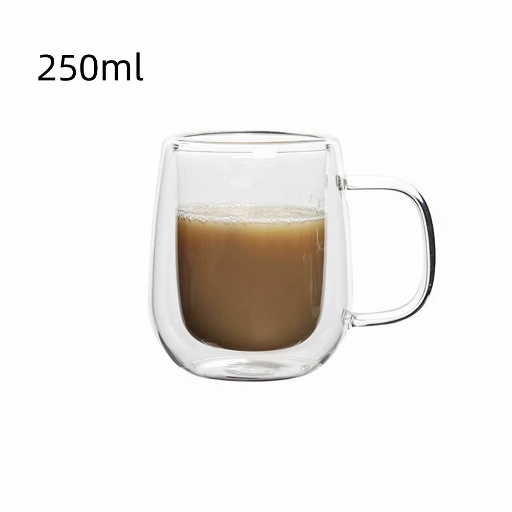 Double Wall Glass Coffee Cup – Insulated Espresso Mug with Handle”