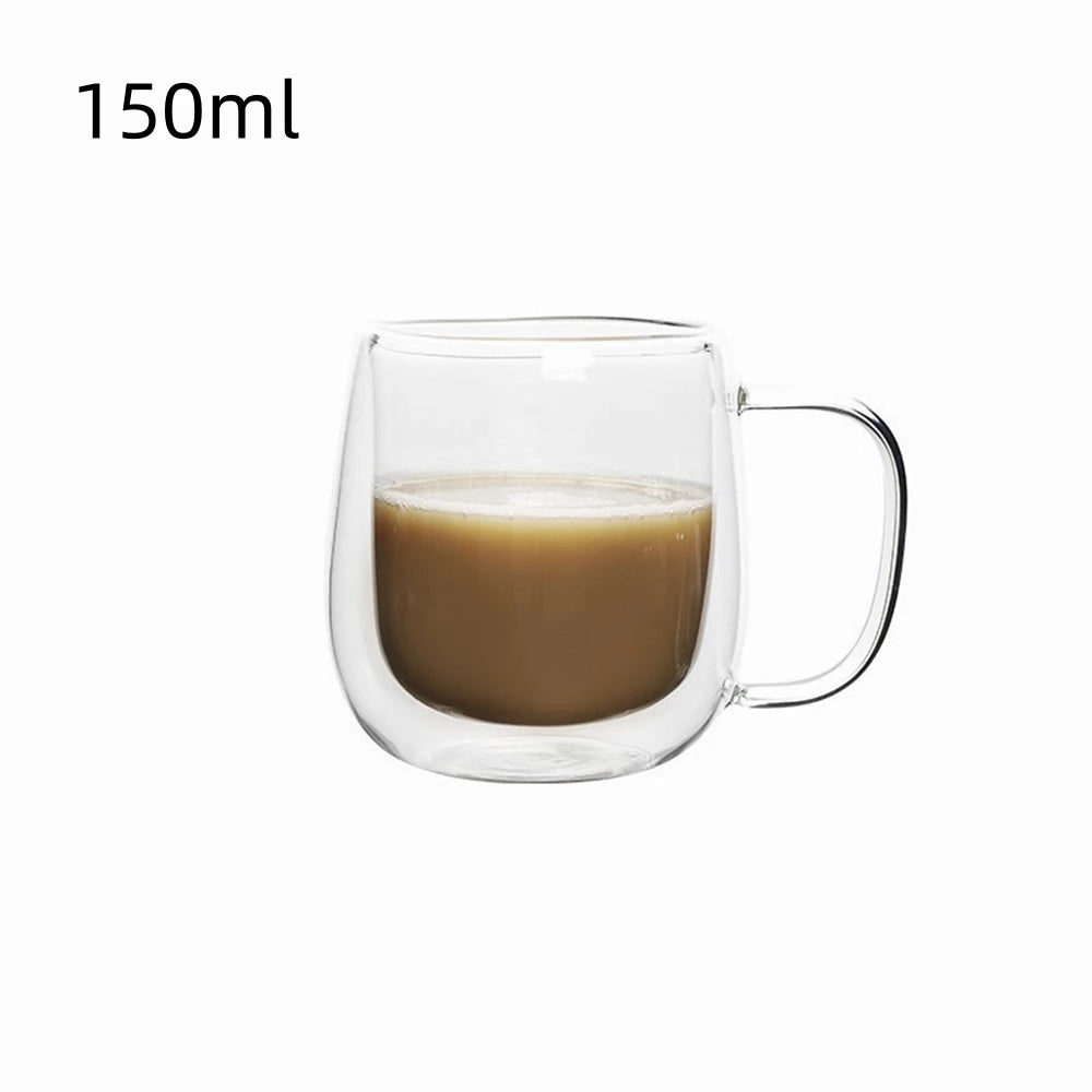 Double Wall Glass Coffee Cup – Insulated Espresso Mug with Handle”