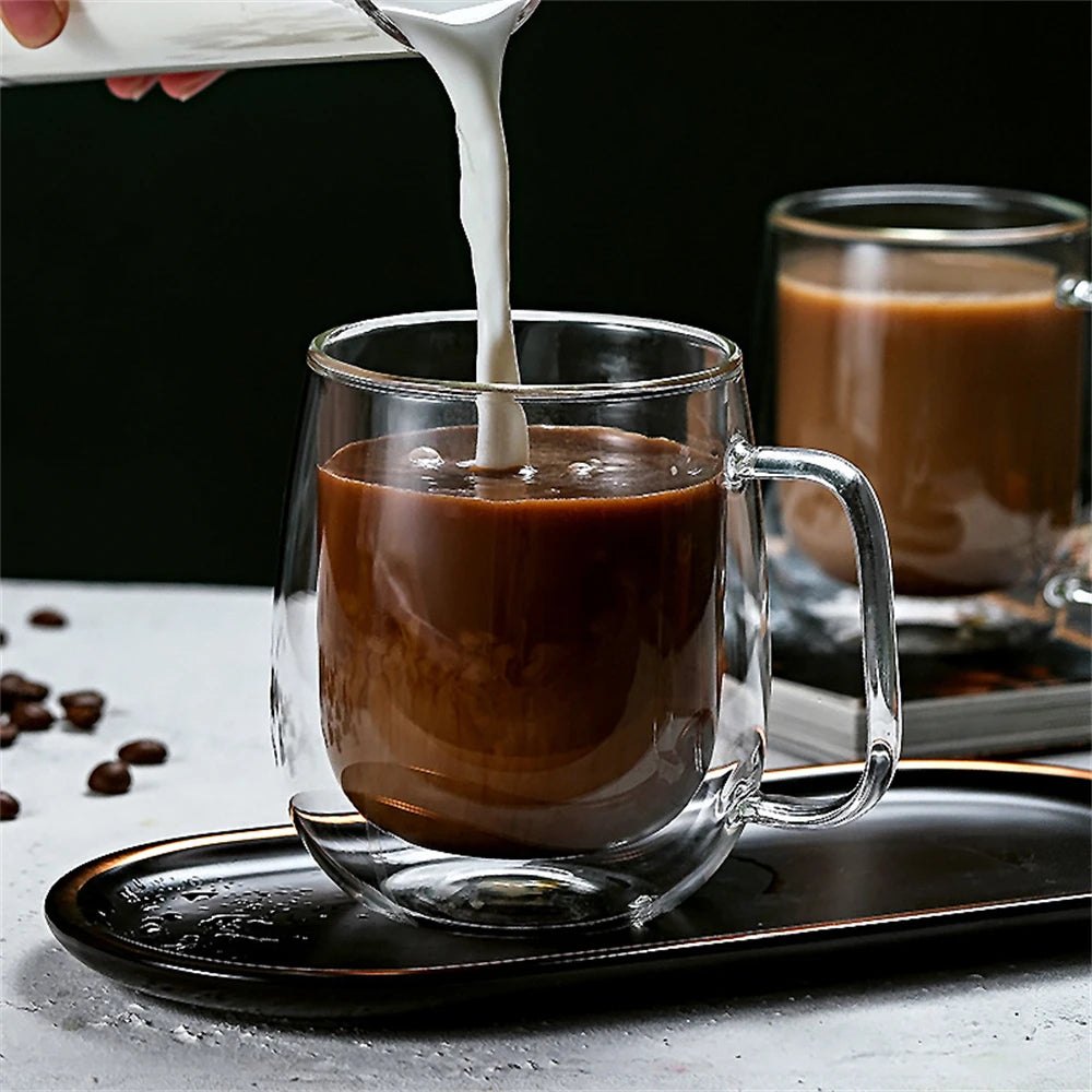 Double Wall Glass Coffee Cup – Insulated Espresso Mug with Handle”