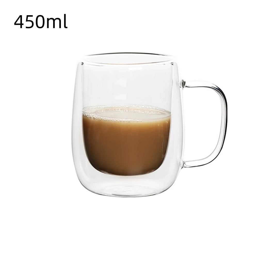 Double Wall Glass Coffee Cup – Insulated Espresso Mug with Handle”